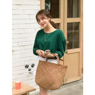 Woven Rattan Tote Bag One Size