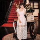 Set: Short-sleeve Lace Paneled A-line Mini Dress + Mesh Mini Skirt