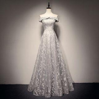 Off-shoulder A-line Evening Gown / Off-shoulder A-line Midi Cocktail Dress