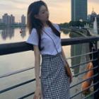 Set: Elbow-sleeve Top + Slit Gingham Midi Pencil Skirt