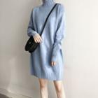 Mock Turtleneck Long-sleeve Sweater Dress