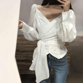 Wrapped Tie Waist Blouse