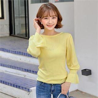 Frill-cuff Lightweight Knit Top
