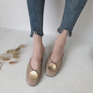 Metal Accent Low Heel Mules