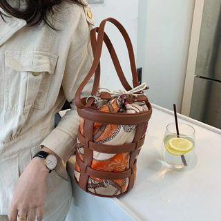 Printed Strappy Crossbody Cylinder Bag