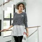 Drawstring Stripe Panel Top