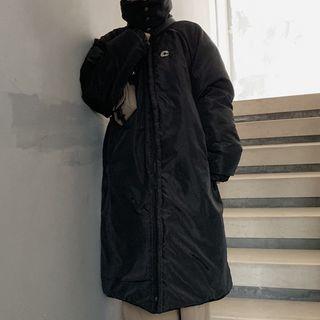 Stand Collar Midi Padded Coat Black - One Size