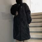 Stand Collar Midi Padded Coat Black - One Size