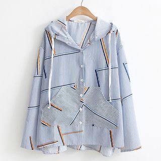 Print Hooded Long-sleeve Jacket