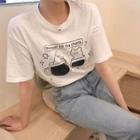 Short-sleeve Print T-shirt / Plaid Skirt