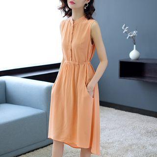 Sleeveless A-line Dip-back Dress