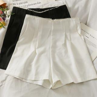 Pearl-trim High-waist Shorts