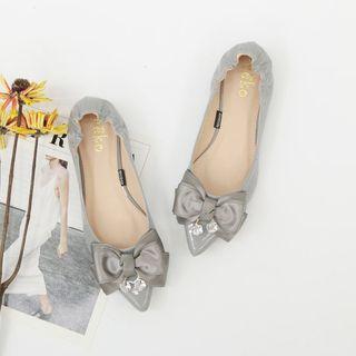 Pointy-toe Patent Bow-tied Flats