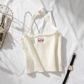 Heart Embroidered Chained Camisole Top