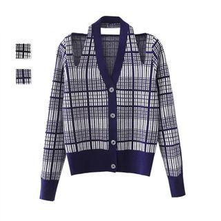 Plaid Cutout Cardigan