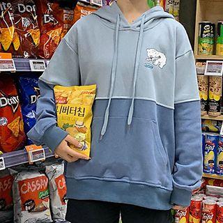 Polar Bear Print Two-tone Hoodie