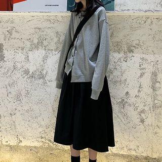 Asymmetric Button Jacket / Midi A-line Skirt