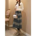 Patterned Satin Long Pleated Skirt