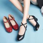 Genuine Leather Cross Strap Dance Shoes