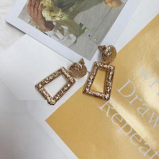 Textured Geometric Dangle Earring Earrings - Gold - One Size