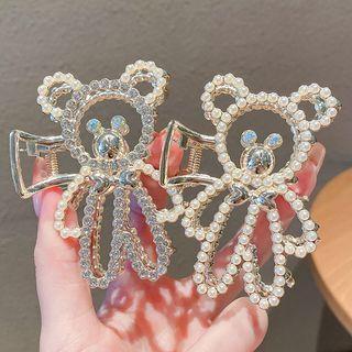 Bear Rhinestone / Faux Pearl Hair Clamp