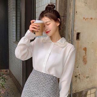 Lace-detail Bell-sleeve Blouse