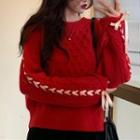 Lace-up Chunky Knit Sweater / Midi Skirt