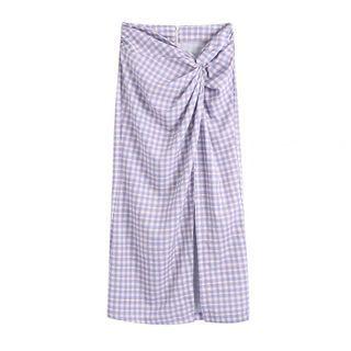 Gingham Check Midi Skirt