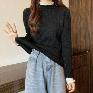 Lace Panel Mock Two-piece Top