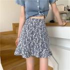 Floral Print Slim-fit Skirt