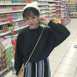 Ribbed Batwing Sweatshirt