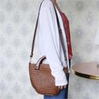 Woven Wood Tote Bag With Strap