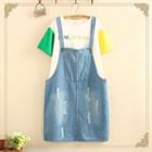 Ripped Washed Dungaree Dress