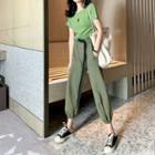 Crop Harem Pants / Short-sleeve T-shirt