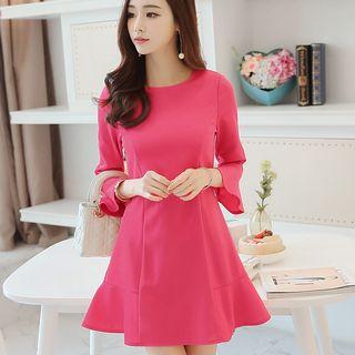 Ruffle Trim 3/4 Sleeve Dress