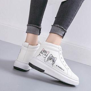 Cat Print High-top Sneakers