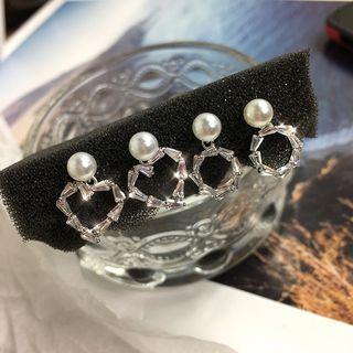 Rhinestone Heart / Circle Drop Earring
