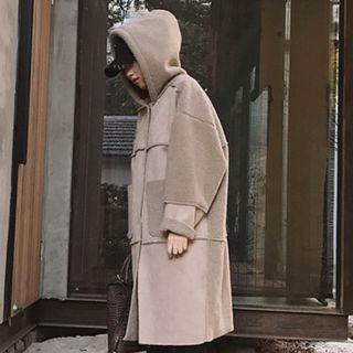 Hooded Fleece Panel Coat