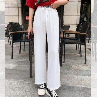 Drawstring Lettering Wide-leg Pants