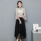 Set: Ruffle Sleeve Lace Top + Tulle Skirt