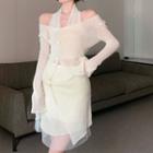 Halter Top / Long-sleeve Top / Mini Skirt / Set