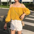 Off-shoulder 3/4-sleeve Top As Shown In Figure - One Size