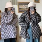 Applique Checkerboard Padded Coat