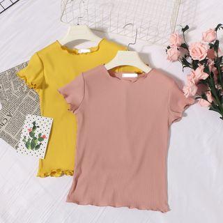 Short-sleeve Ruffle-trim T-shirt