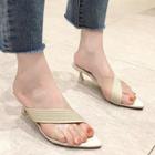 Cross Strap Pointy-toe Kitten Heel Slide Sandals