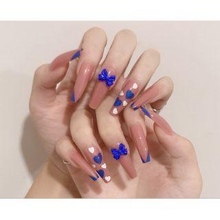 Bow Pointed Faux Nail Tips Jp1204 - Pink - One Size