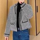 Contrast Trim Check Cropped Jacket