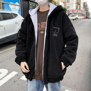 Embroidered Fleece Hooded Jacket