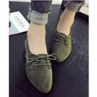 Faux Suede Pointed Toe Low Heel Oxfords