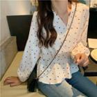 Long-sleeve Heart Patterned Blouse As Shown In Figure - One Size